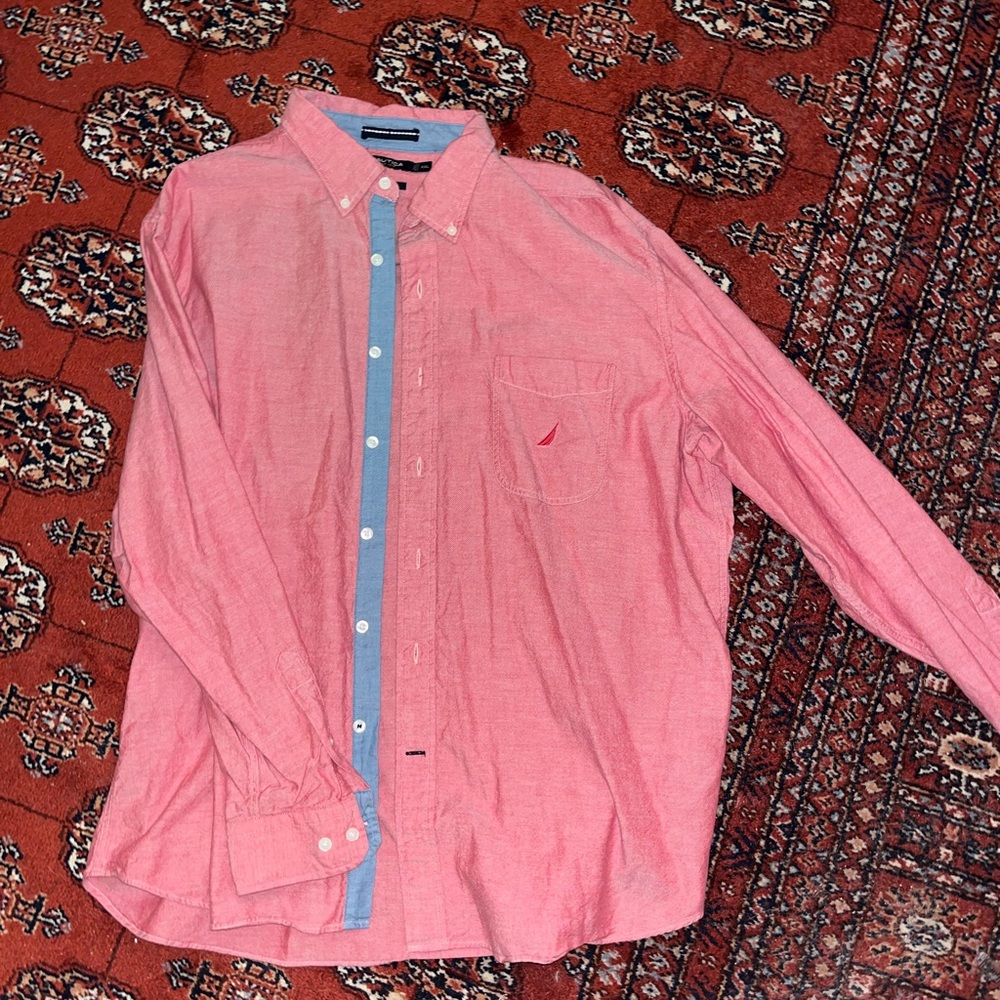 Nautica Men's Pink Button-Down Shirt